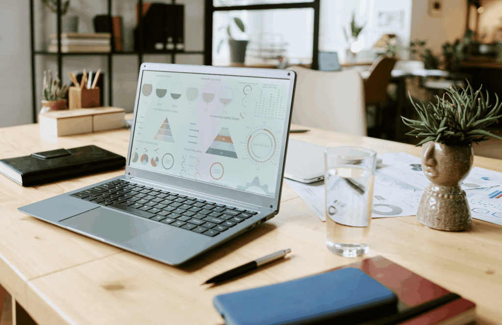Marketing dashboard showing website traffic growth, conversions, and campaign performance metrics